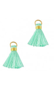 Mini Quaste 2cm - Gold-ocean blue
